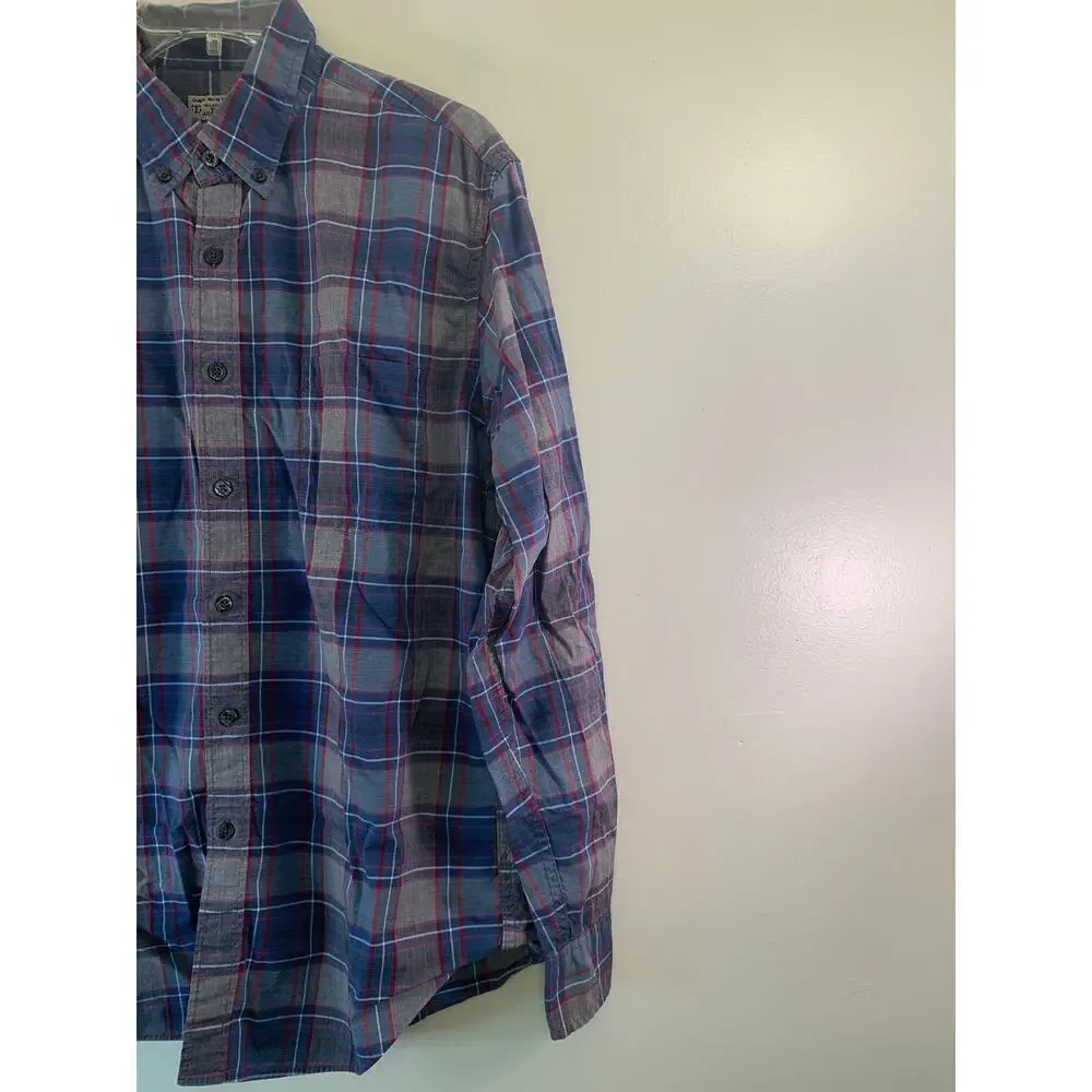 J. CREW Men’s Blue/Red Plaid Quality Woven Tailored Shirt / Size: Large